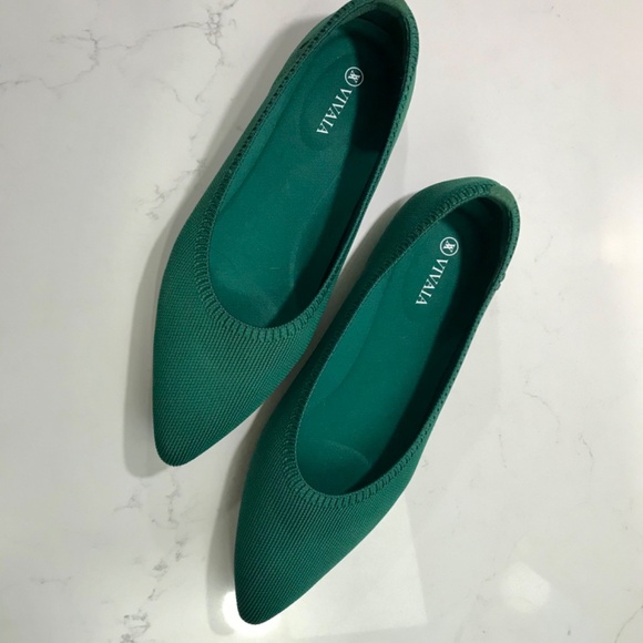 VIVAIA “ARIA 5” POINTED-TOE BALLET FLAT FOREST GREEN SIZE EU40 NWOT - Picture 6 of 8